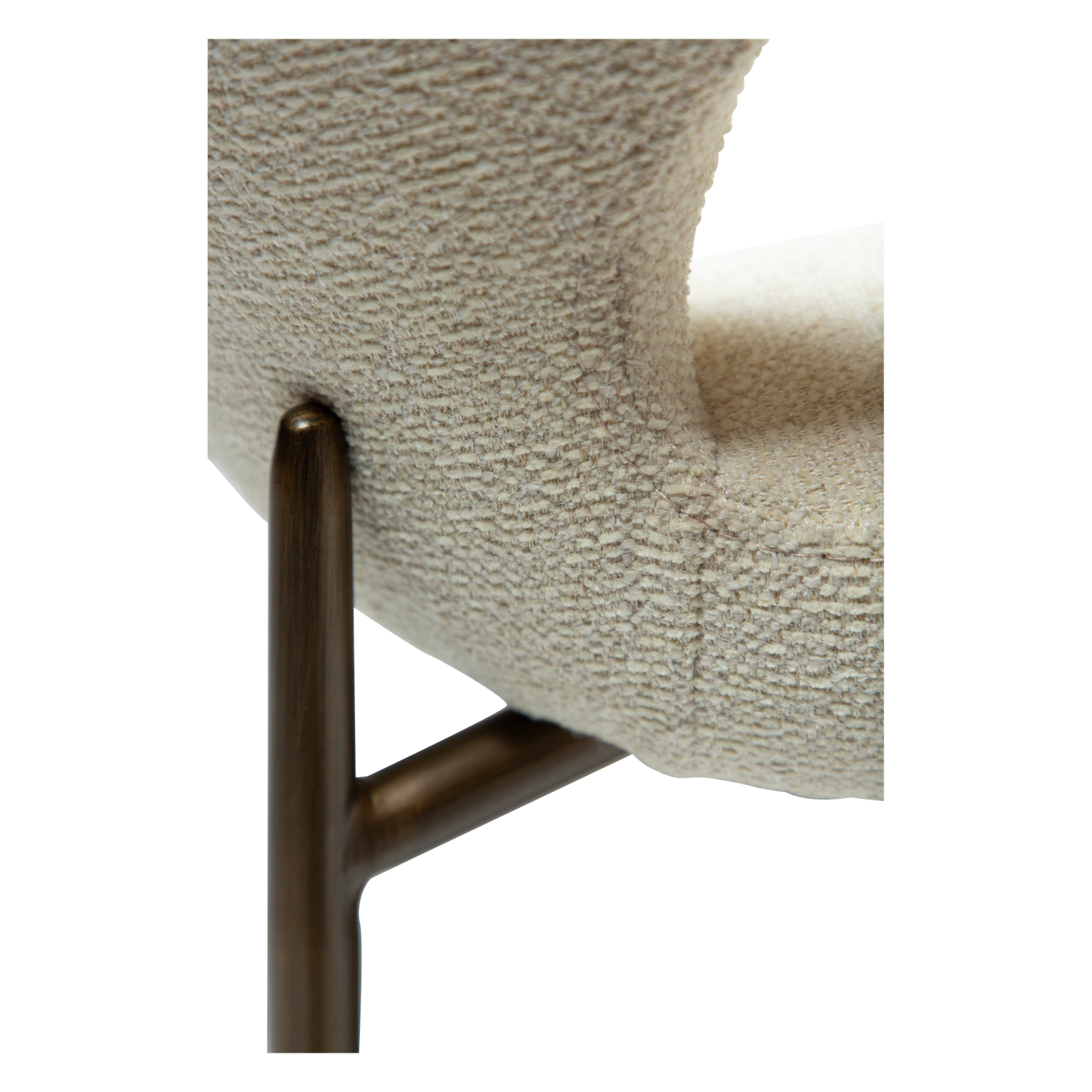 [var:Bezug=Bone weiß Bouclé-Stoff mit antiken Messingbeinen] GLORY Stuhl