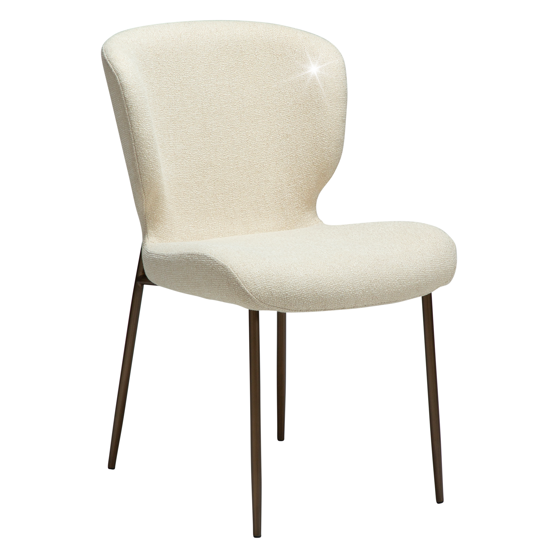 [var:Bezug=Frosted Almond Bouclé-Gewebe mit Schimmer & antiken Messingbeinen] GLORY Stuhl