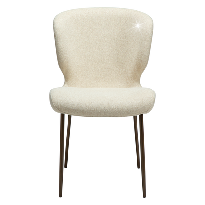 [var:Bezug=Frosted Almond Bouclé-Gewebe mit Schimmer & antiken Messingbeinen] GLORY Stuhl