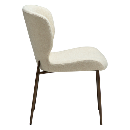 [var:Bezug=Frosted Almond Bouclé-Gewebe mit Schimmer & antiken Messingbeinen] GLORY Stuhl