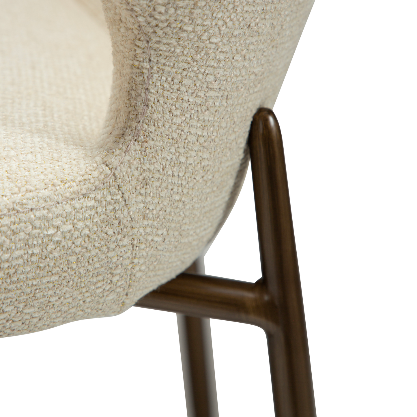 [var:Bezug=Frosted Almond Bouclé-Gewebe mit Schimmer & antiken Messingbeinen] GLORY Stuhl
