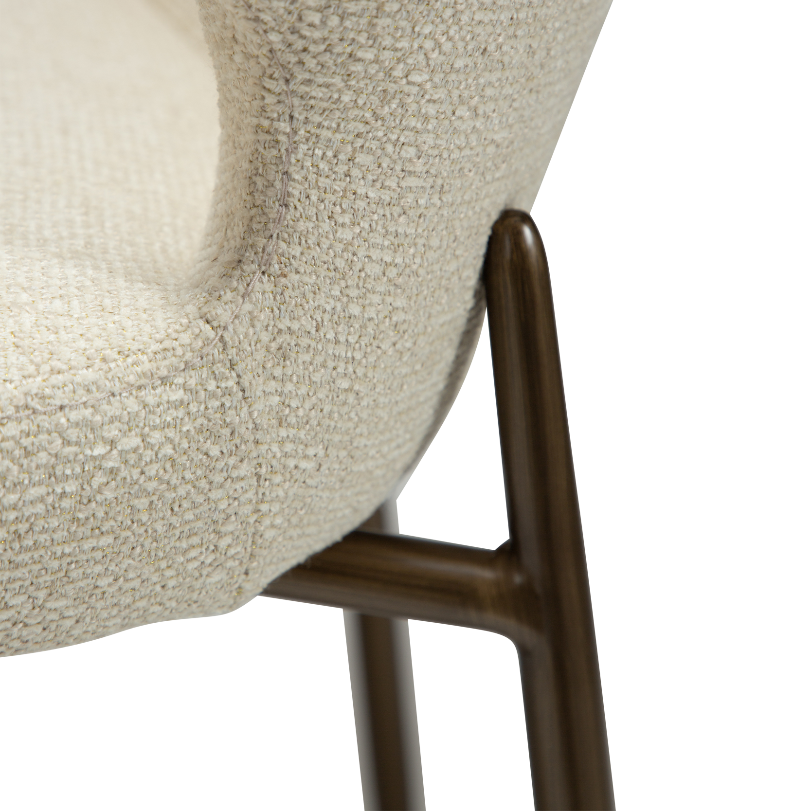 [var:Bezug=Frosted Almond Bouclé-Gewebe mit Schimmer & antiken Messingbeinen] GLORY Stuhl