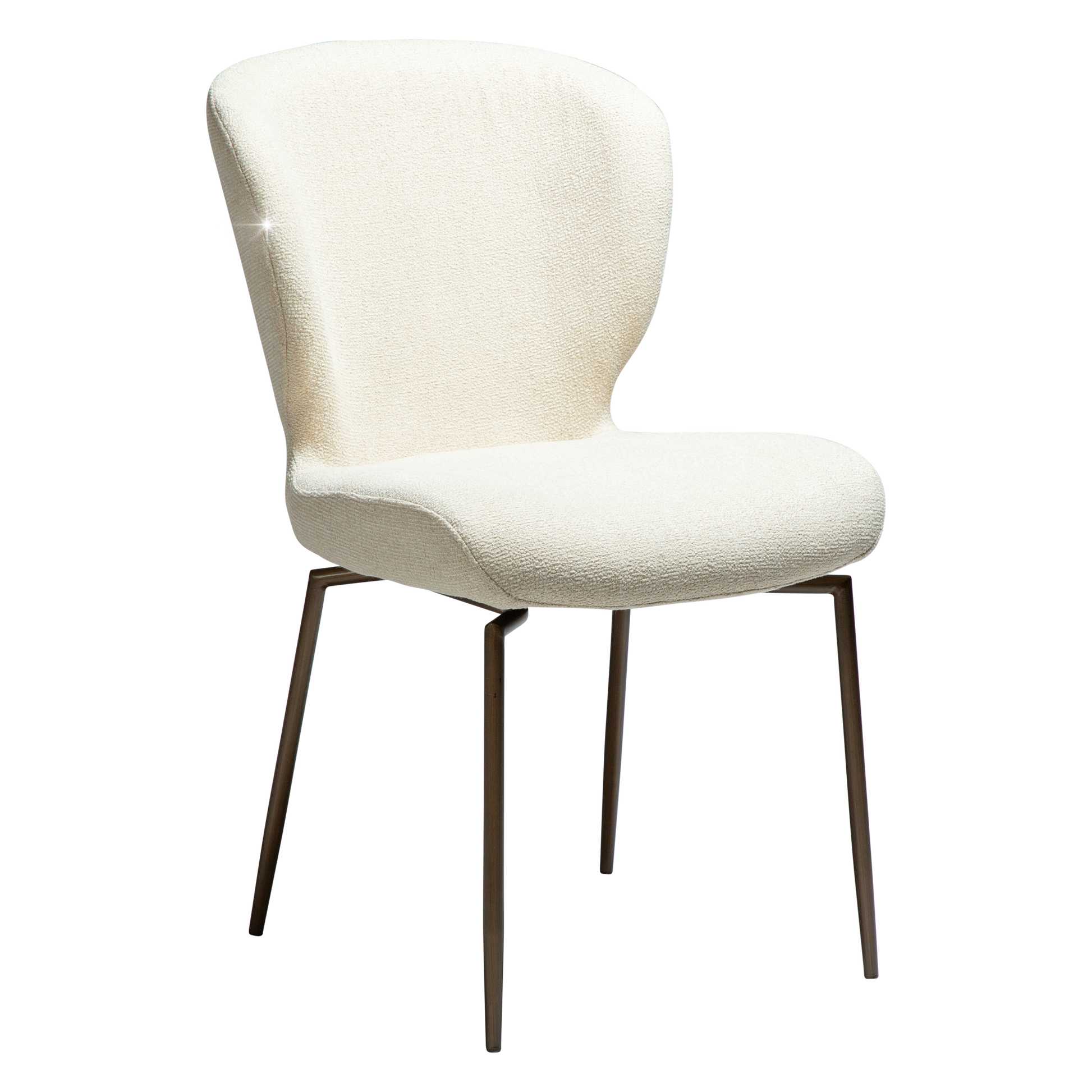 [var:Bezug=Frosted Almond Bouclé-Gewebe mit Schimmer und antiken Messing-Drehbeinen] GLORY Drehstuhl