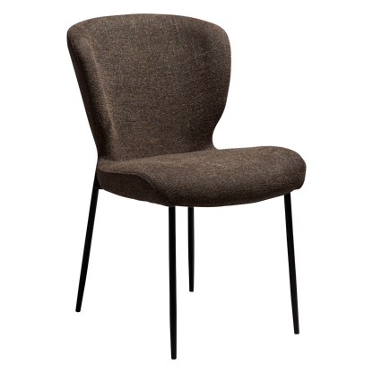 [var:Bezug=Hauptsächlich braunes Bouclé-Gewebe mit schwarzen Metallbeinen] GLORY Stuhl