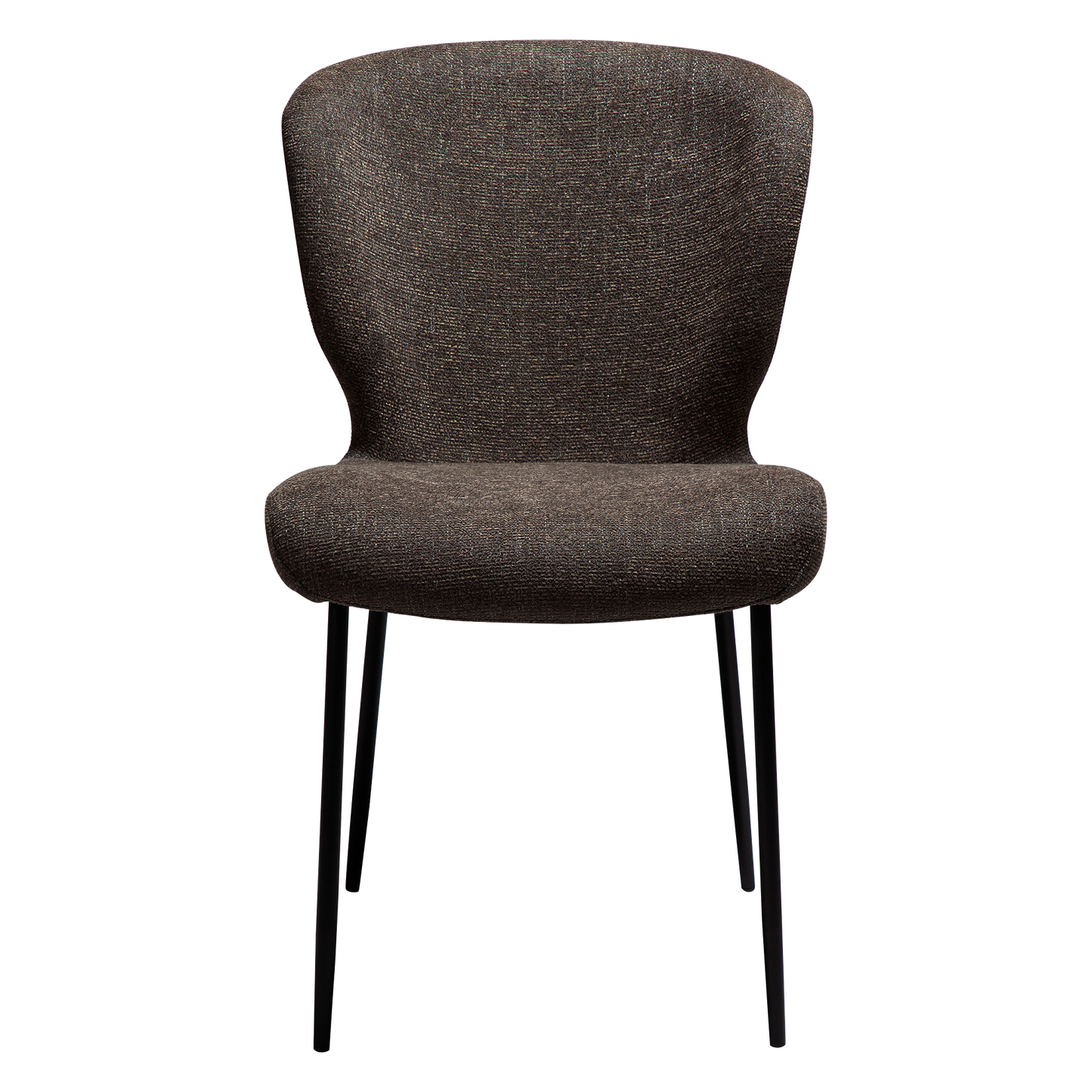 [var:Bezug=Hauptsächlich braunes Bouclé-Gewebe mit schwarzen Metallbeinen] GLORY Stuhl