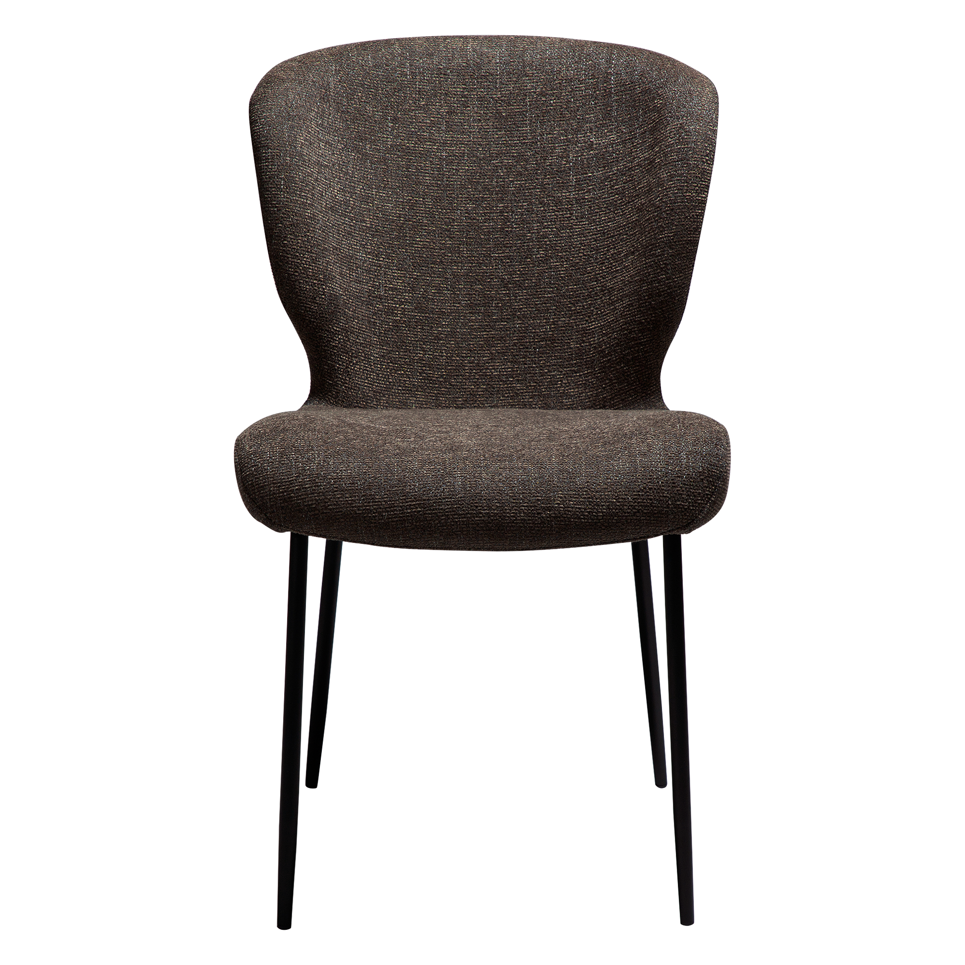 [var:Bezug=Hauptsächlich braunes Bouclé-Gewebe mit schwarzen Metallbeinen] GLORY Stuhl