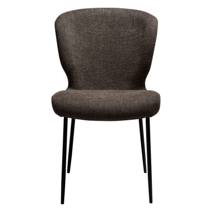 [var:Bezug=Hauptsächlich braunes Bouclé-Gewebe mit schwarzen Metallbeinen] GLORY Stuhl