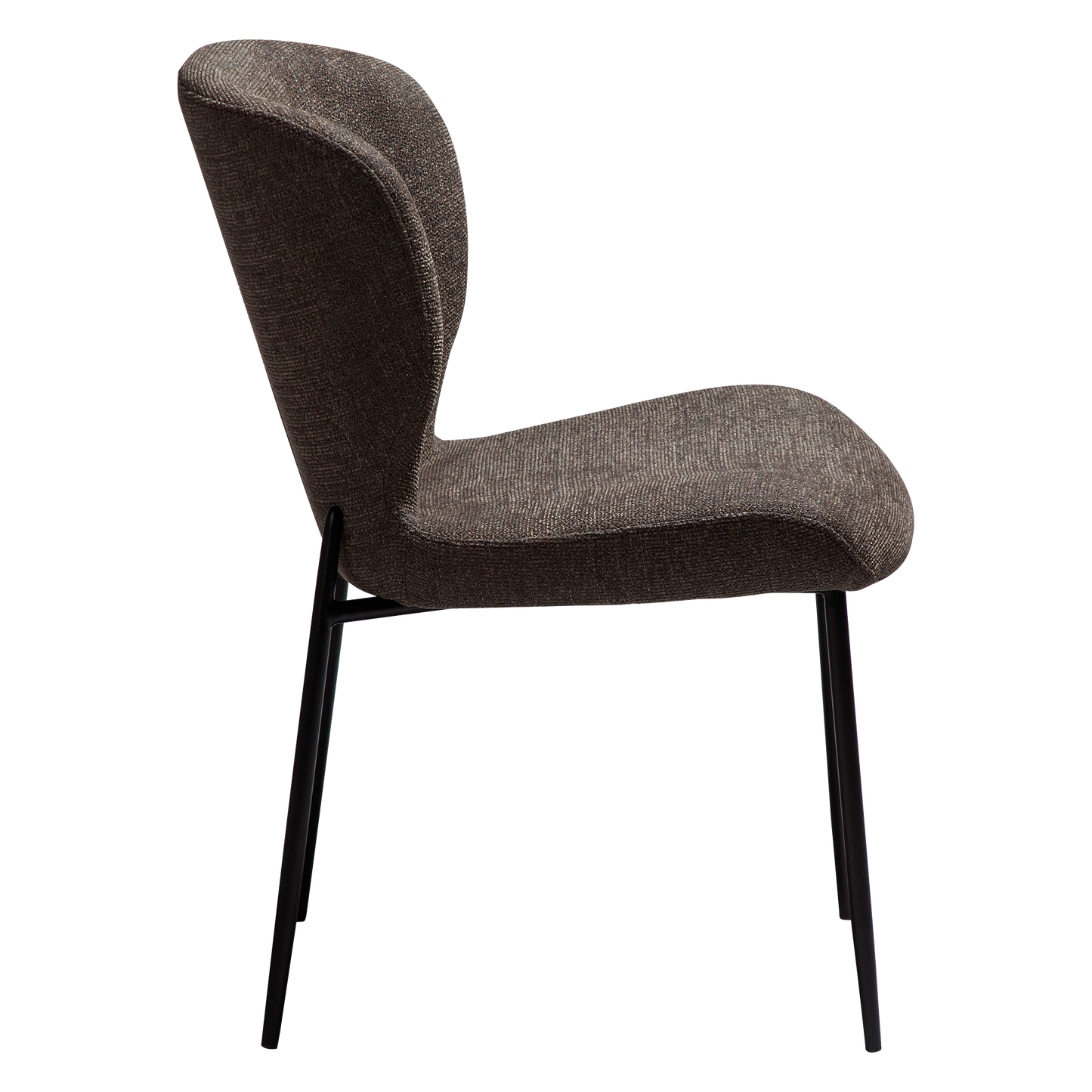 [var:Bezug=Hauptsächlich braunes Bouclé-Gewebe mit schwarzen Metallbeinen] GLORY Stuhl