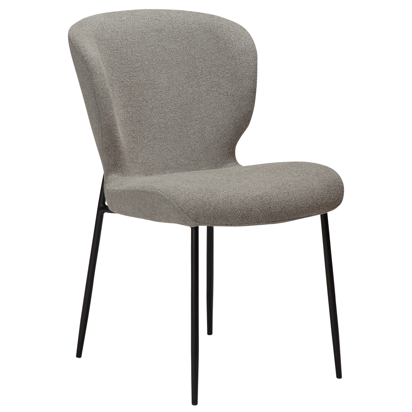 [var:Bezug=kiesel erdfarben Bouclé-Stoff mit schwarzen Metallbeinen] GLORY Stuhl