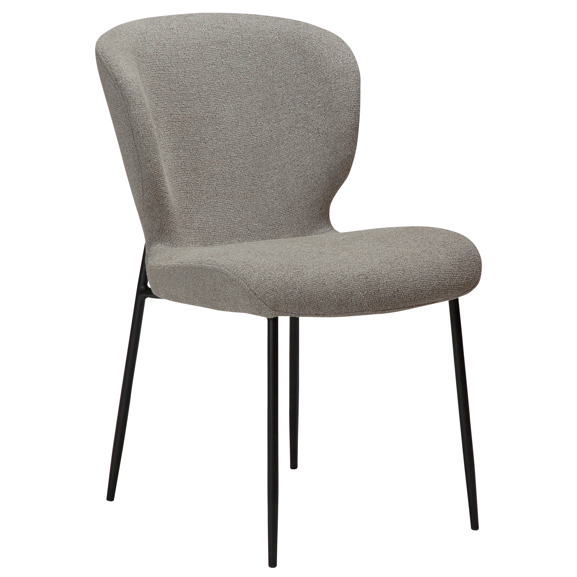 [var:Bezug=kiesel erdfarben Bouclé-Stoff mit schwarzen Metallbeinen] GLORY Stuhl