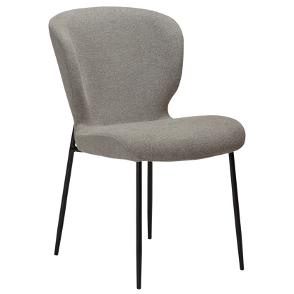 [var:Bezug=kiesel erdfarben Bouclé-Stoff mit schwarzen Metallbeinen] GLORY Stuhl