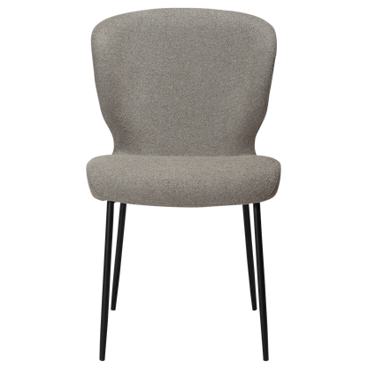 [var:Bezug=kiesel erdfarben Bouclé-Stoff mit schwarzen Metallbeinen] GLORY Stuhl