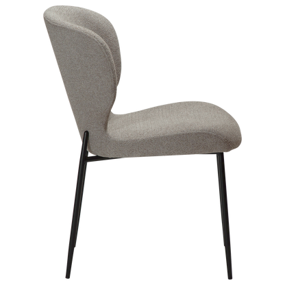 [var:Bezug=kiesel erdfarben Bouclé-Stoff mit schwarzen Metallbeinen] GLORY Stuhl