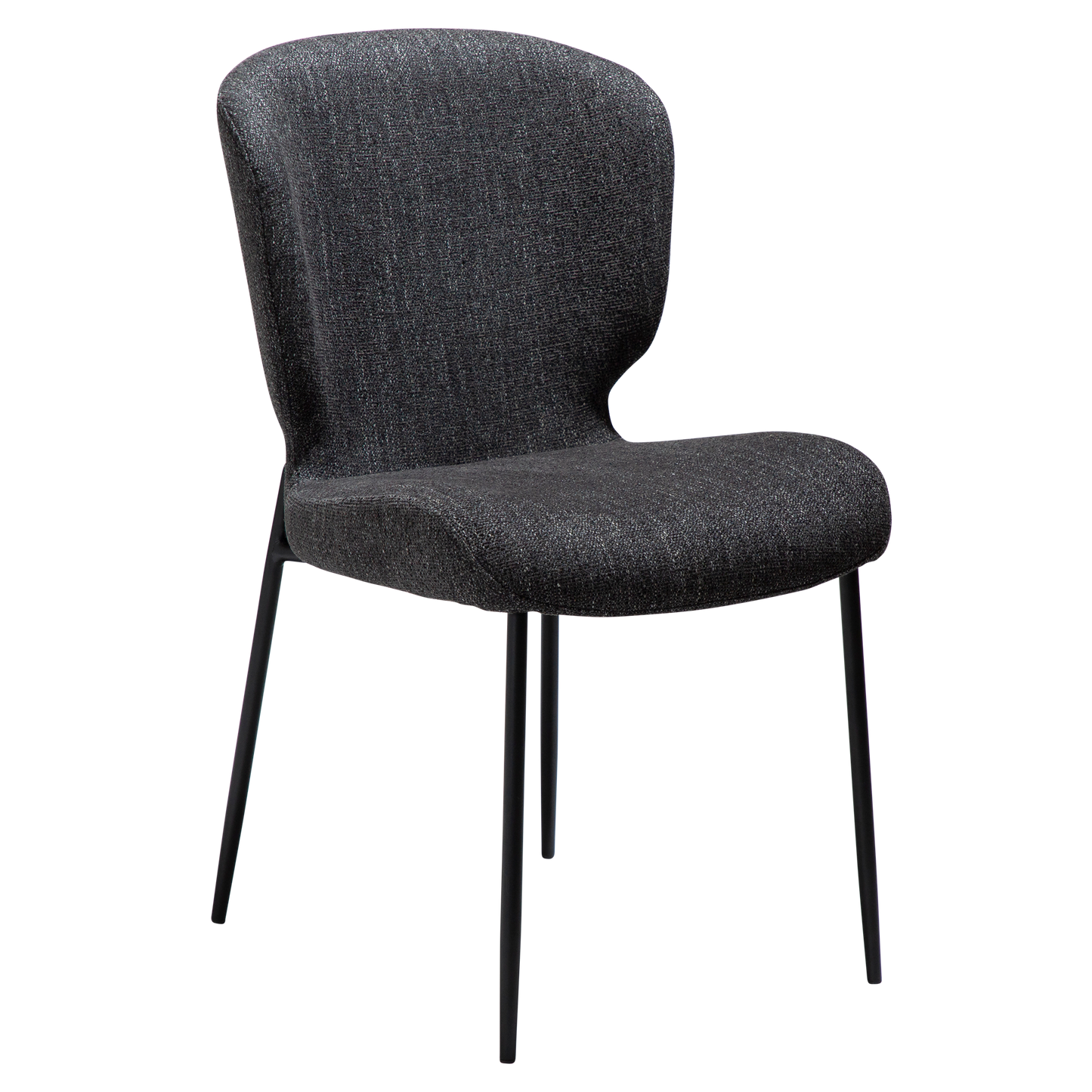 [var:Bezug=rabenschwarz schwarz Bouclé-Stoff mit schwarzen Metallbeinen] GLORY Stuhl