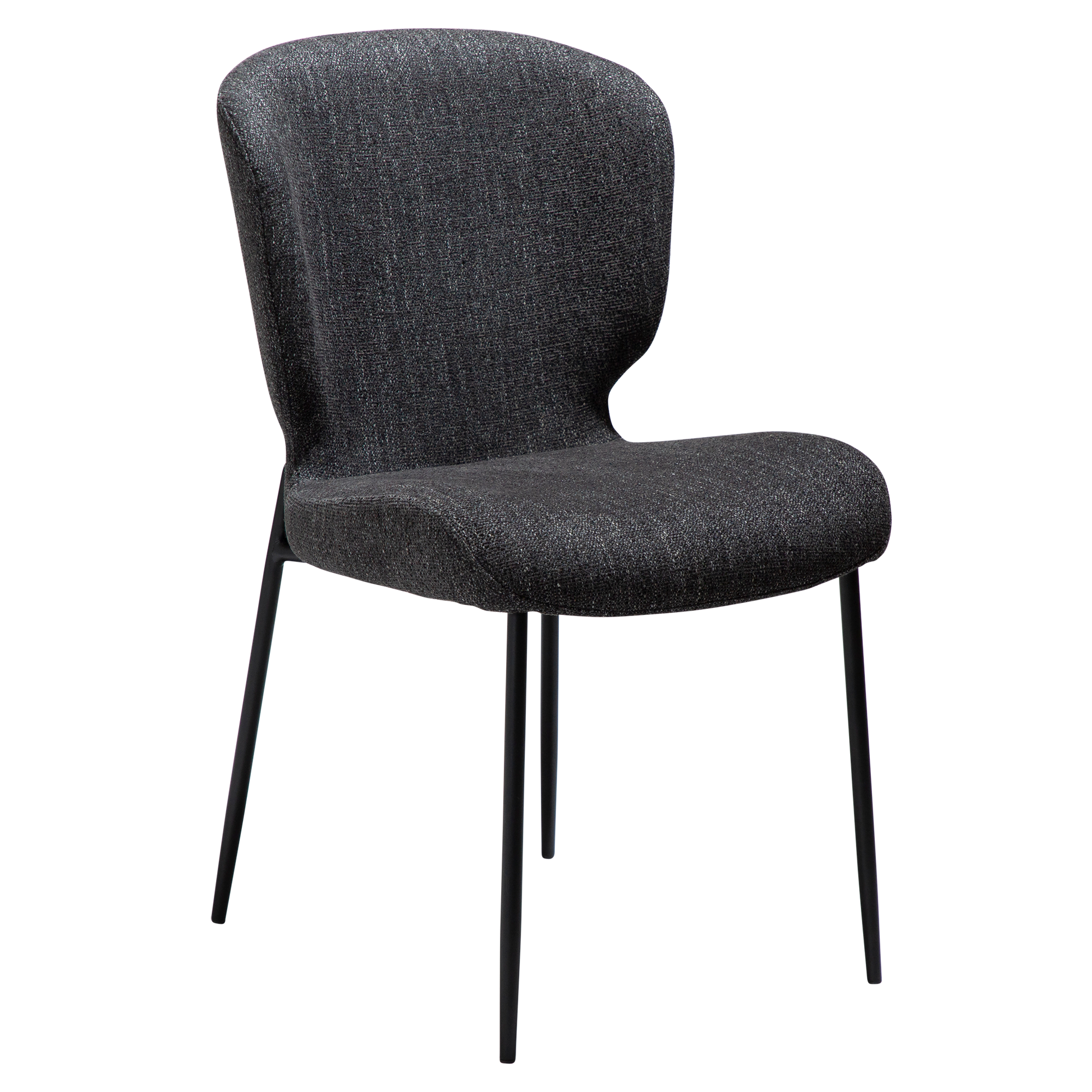 [var:Bezug=rabenschwarz schwarz Bouclé-Stoff mit schwarzen Metallbeinen] GLORY Stuhl