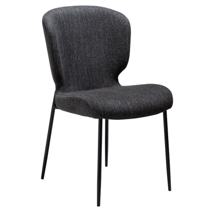 [var:Bezug=rabenschwarz schwarz Bouclé-Stoff mit schwarzen Metallbeinen] GLORY Stuhl
