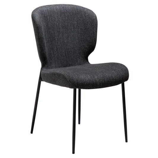 [var:Bezug=rabenschwarz schwarz Bouclé-Stoff mit schwarzen Metallbeinen] GLORY Stuhl