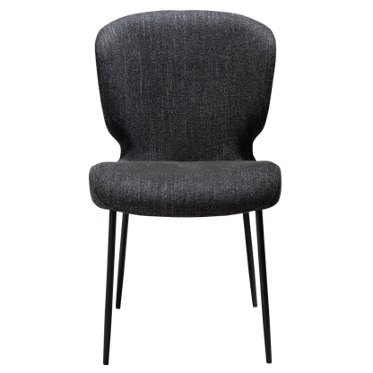 [var:Bezug=rabenschwarz schwarz Bouclé-Stoff mit schwarzen Metallbeinen] GLORY Stuhl