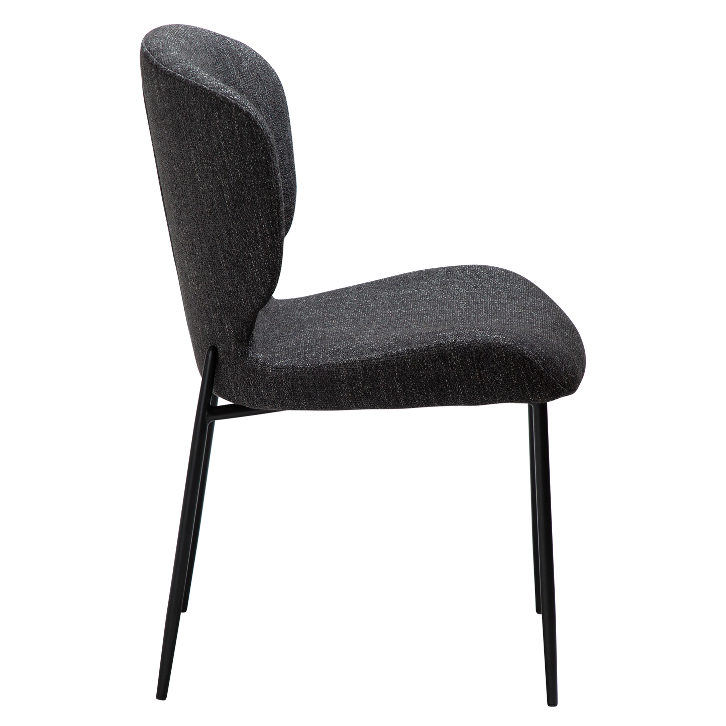 [var:Bezug=rabenschwarz schwarz Bouclé-Stoff mit schwarzen Metallbeinen] GLORY Stuhl