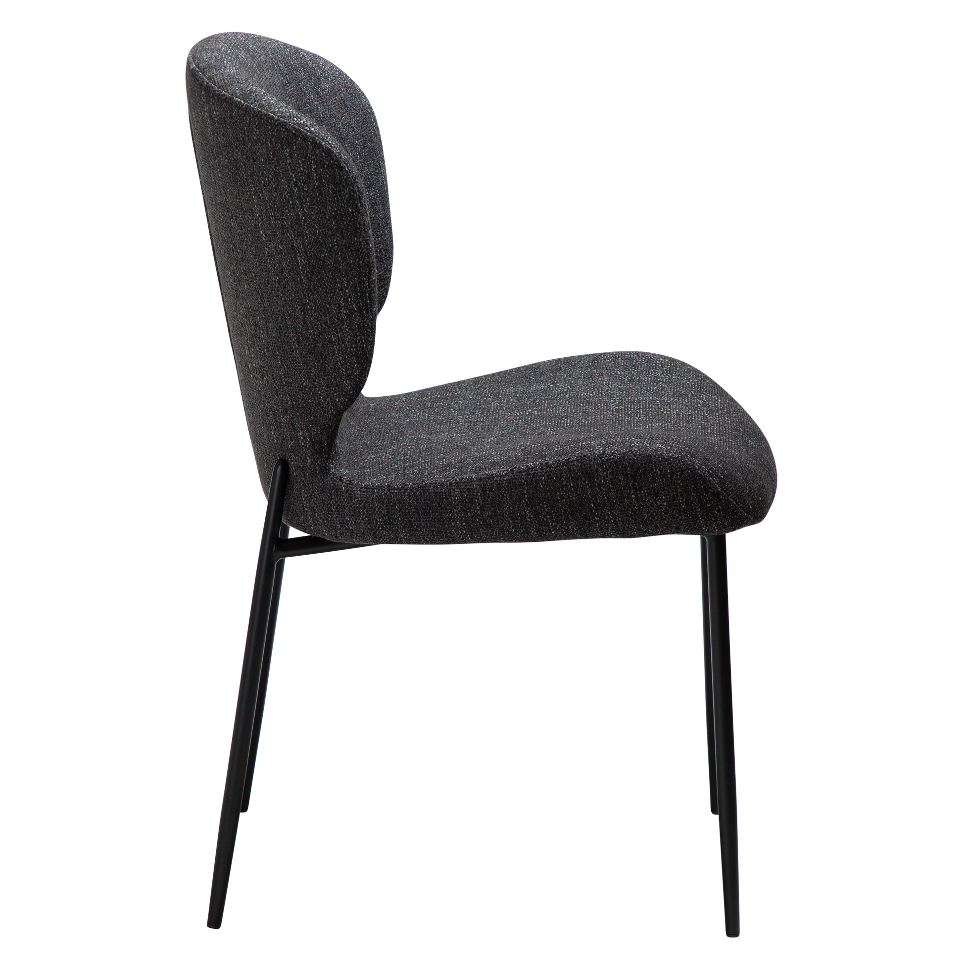 [var:Bezug=rabenschwarz schwarz Bouclé-Stoff mit schwarzen Metallbeinen] GLORY Stuhl