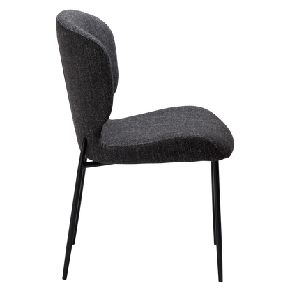 [var:Bezug=rabenschwarz schwarz Bouclé-Stoff mit schwarzen Metallbeinen] GLORY Stuhl