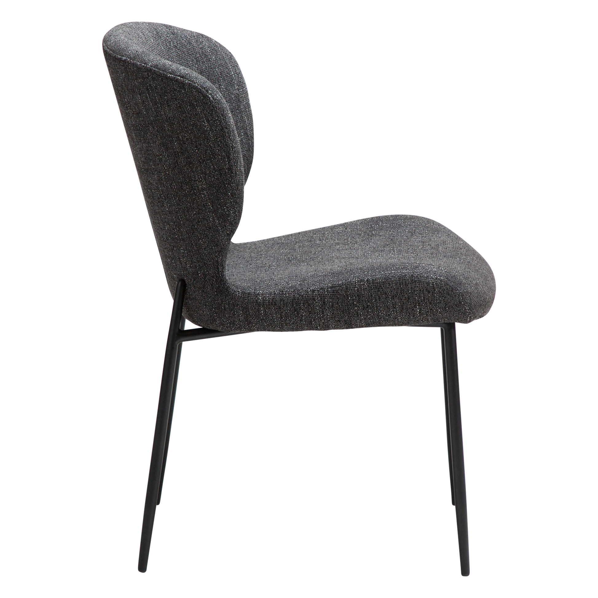 [var:Bezug=Raben schwarzes Bouclé-Gewebe mit schwarzen Beinen] GLORY Stuhl