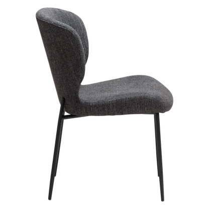 [var:Bezug=Raben schwarzes Bouclé-Gewebe mit schwarzen Beinen] GLORY Stuhl