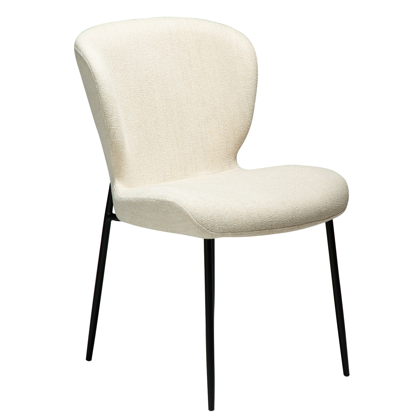 [var:Bezug=Simply beige Bouclé-Stoff mit schwarzen Metallbeinen] GLORY Stuhl