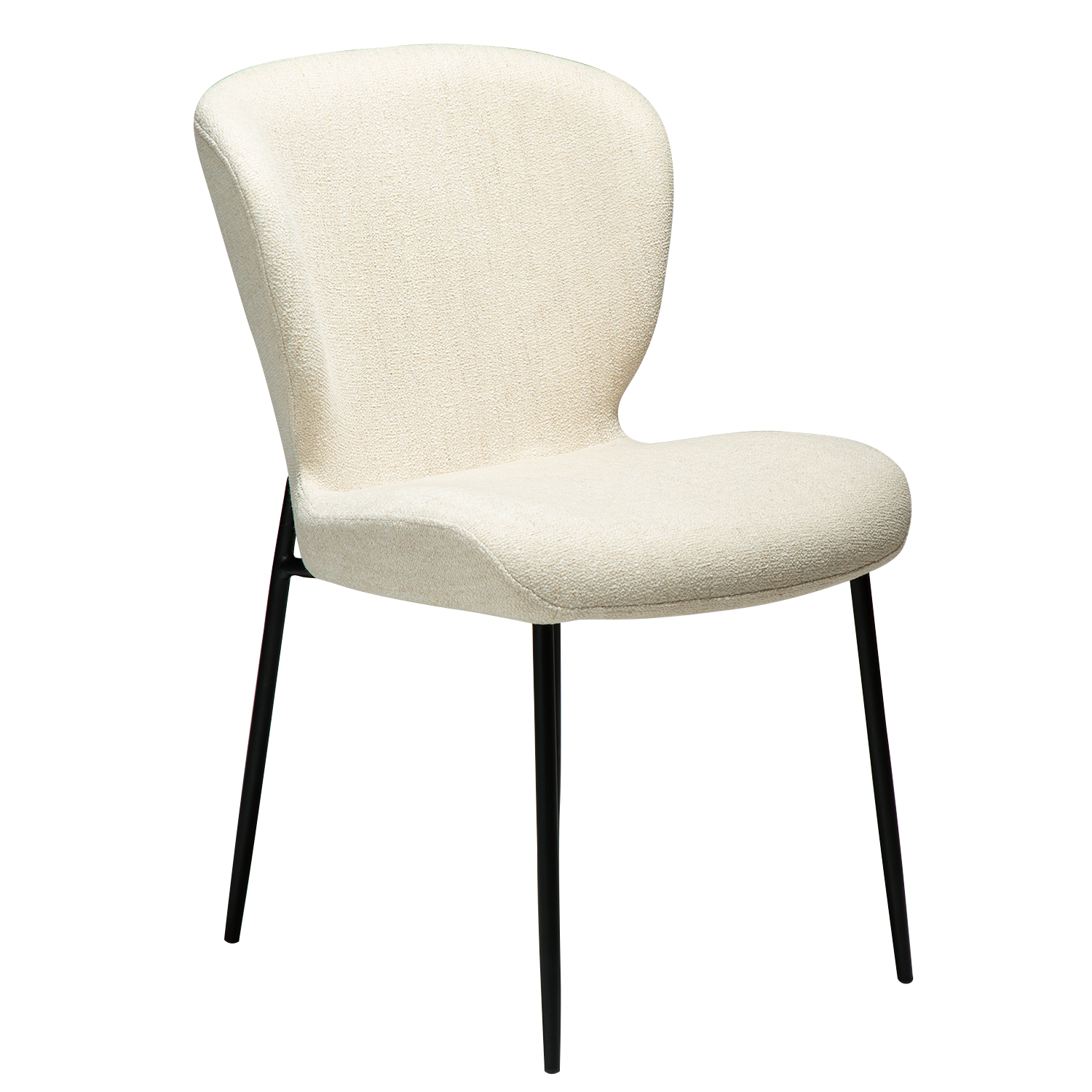 [var:Bezug=Simply beige Bouclé-Stoff mit schwarzen Metallbeinen] GLORY Stuhl