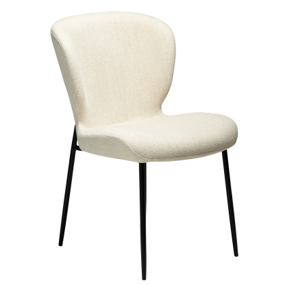 [var:Bezug=Simply beige Bouclé-Stoff mit schwarzen Metallbeinen] GLORY Stuhl