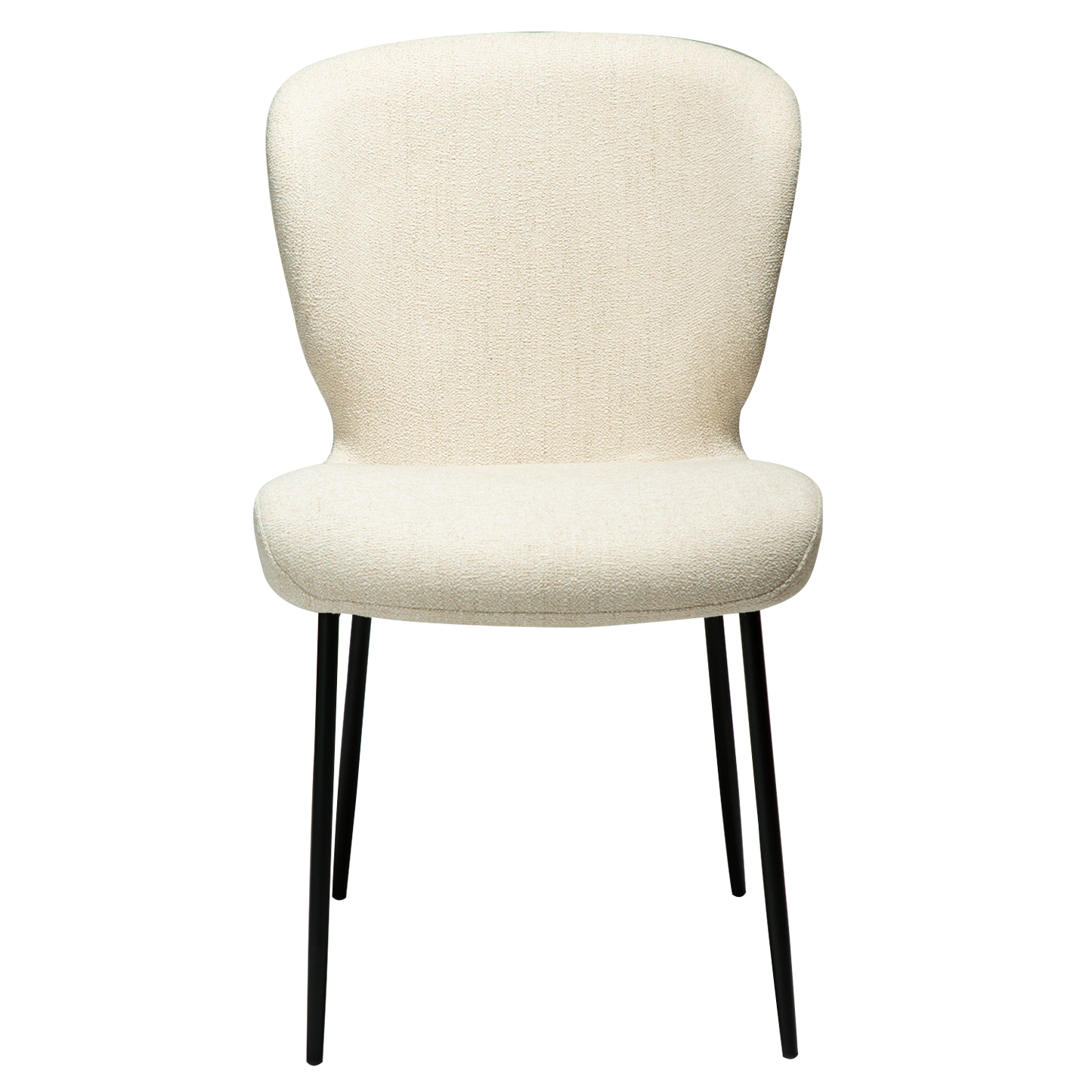 [var:Bezug=Simply beige Bouclé-Stoff mit schwarzen Metallbeinen] GLORY Stuhl