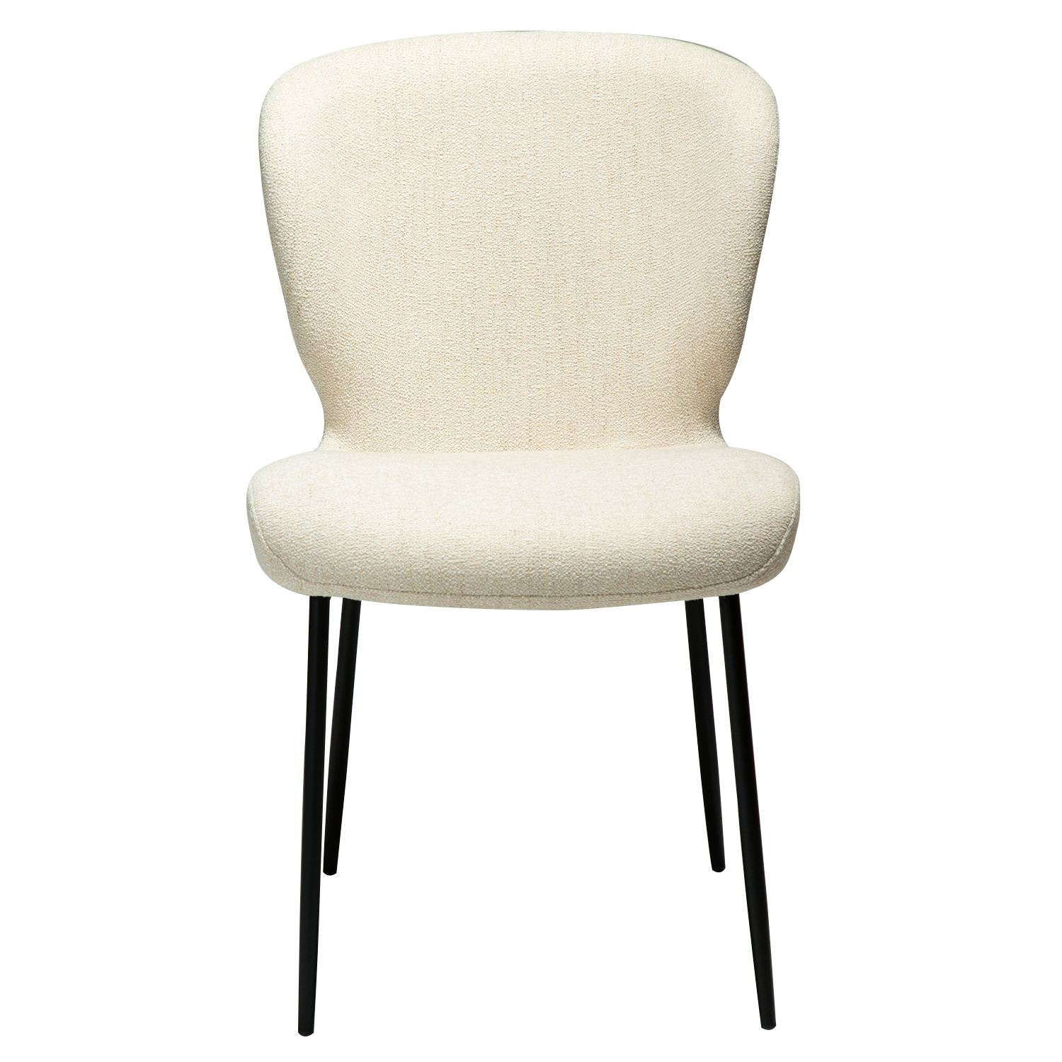 [var:Bezug=Simply beige Bouclé-Stoff mit schwarzen Metallbeinen] GLORY Stuhl