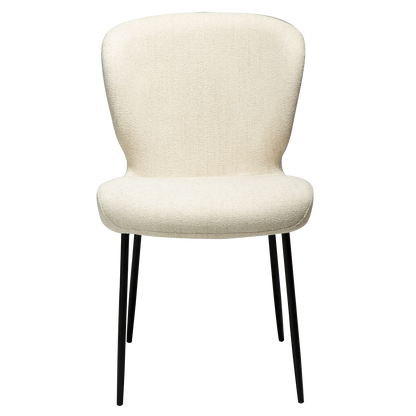 [var:Bezug=Simply beige Bouclé-Stoff mit schwarzen Metallbeinen] GLORY Stuhl