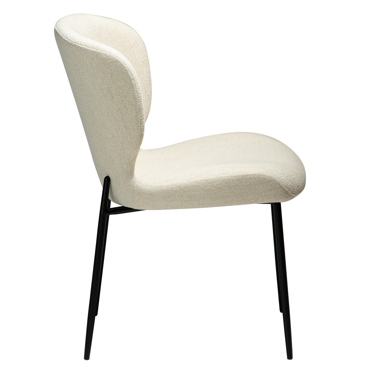 [var:Bezug=Simply beige Bouclé-Stoff mit schwarzen Metallbeinen] GLORY Stuhl