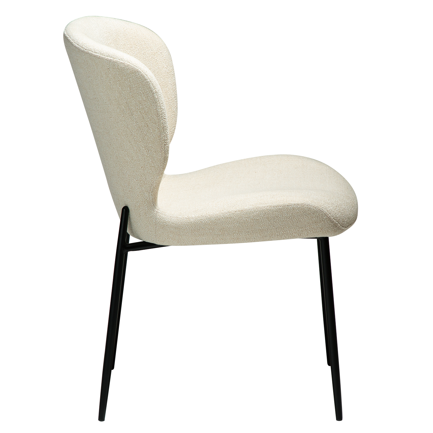 [var:Bezug=Simply beige Bouclé-Stoff mit schwarzen Metallbeinen] GLORY Stuhl