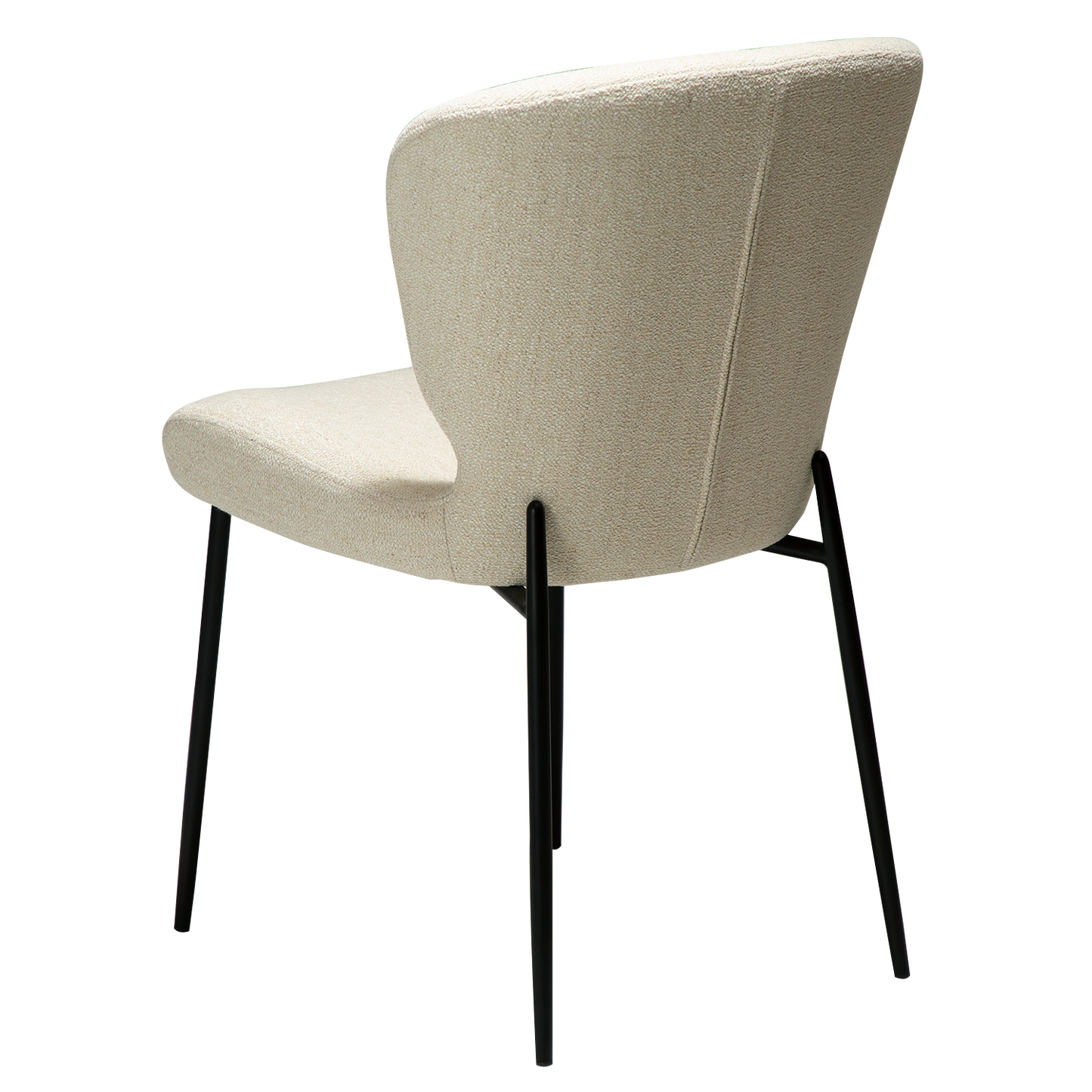 [var:Bezug=Simply beige Bouclé-Stoff mit schwarzen Metallbeinen] GLORY Stuhl