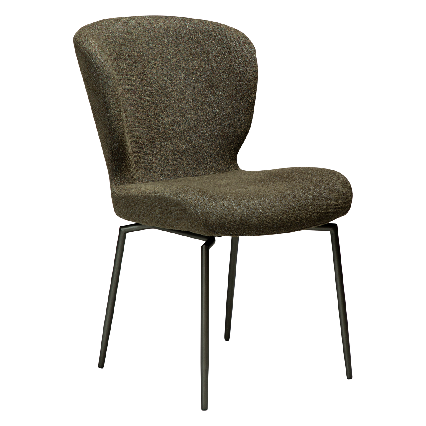 [var:Bezug=Dunkelolivfarbener Bouclé-Stoff mit antiken Zinn-Schwenkbeinen] GLORY Drehstuhl