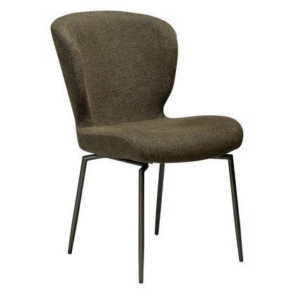 [var:Bezug=Dunkelolivfarbener Bouclé-Stoff mit antiken Zinn-Schwenkbeinen] GLORY Drehstuhl