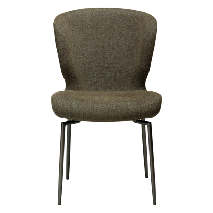 [var:Bezug=Dunkelolivfarbener Bouclé-Stoff mit antiken Zinn-Schwenkbeinen] GLORY Drehstuhl