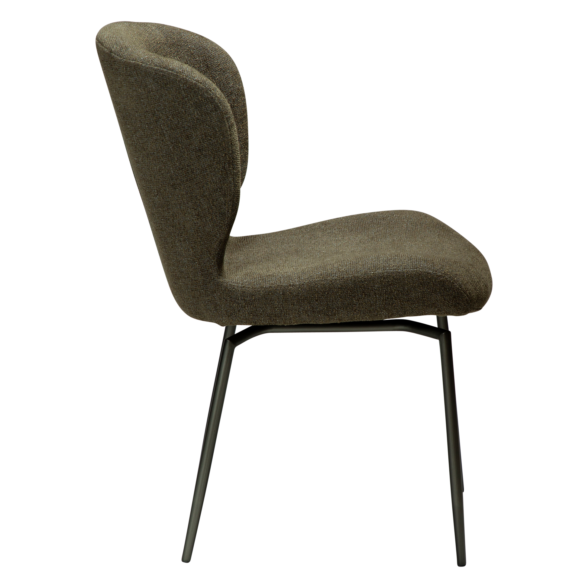 [var:Bezug=Dunkelolivfarbener Bouclé-Stoff mit antiken Zinn-Schwenkbeinen] GLORY Drehstuhl