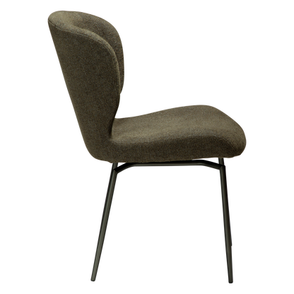 [var:Bezug=Dunkelolivfarbener Bouclé-Stoff mit antiken Zinn-Schwenkbeinen] GLORY Drehstuhl