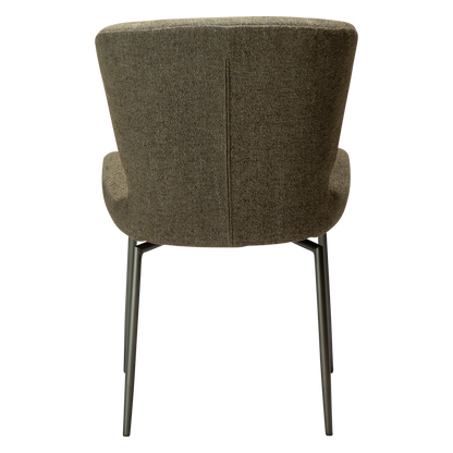 [var:Bezug=Dunkelolivfarbener Bouclé-Stoff mit antiken Zinn-Schwenkbeinen] GLORY Drehstuhl