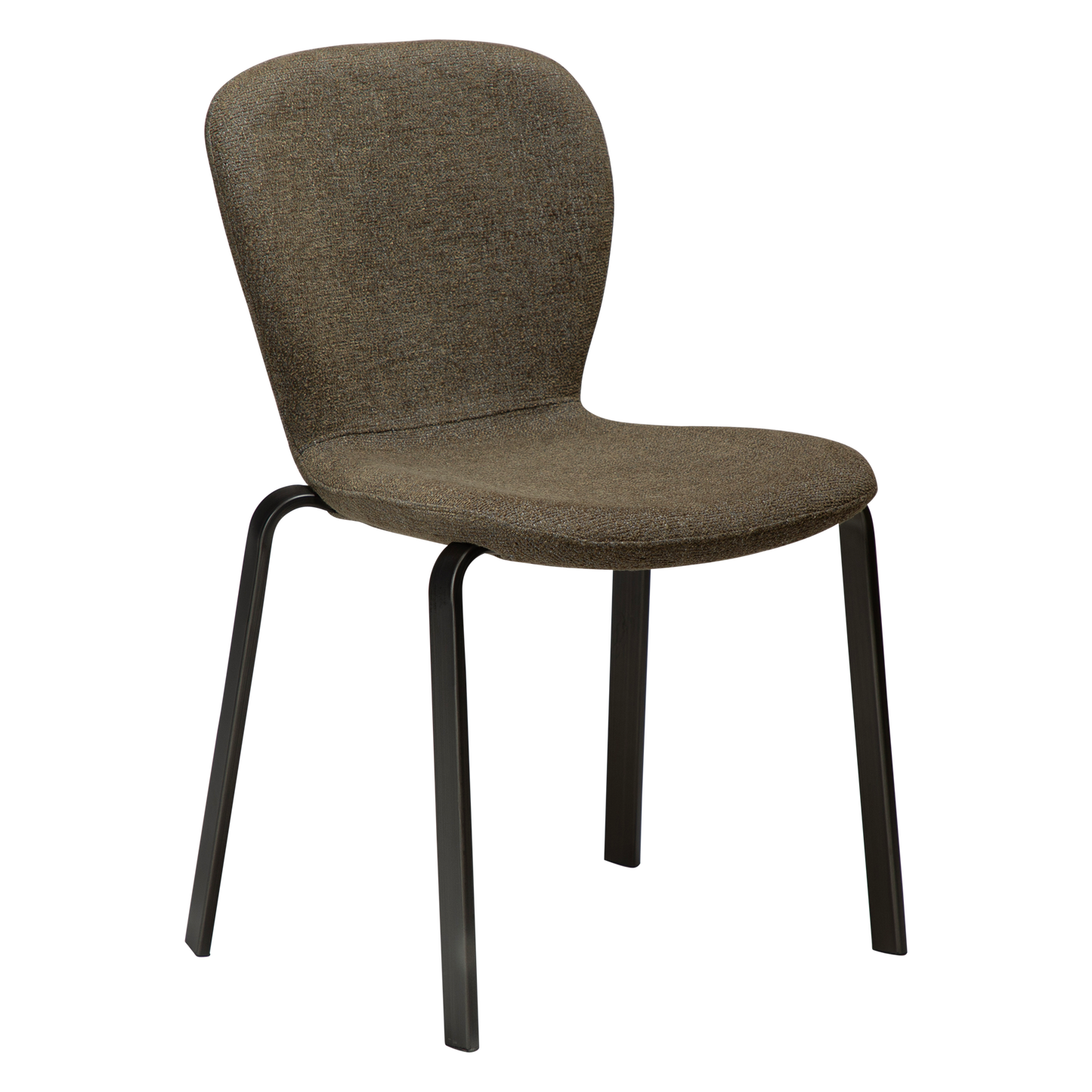 [var:Bezug=HEAP-Stuhl, dunkelolivfarbener Bouclé-Stoff mit antiken Zinn-Beinen] HEAP Stuhl