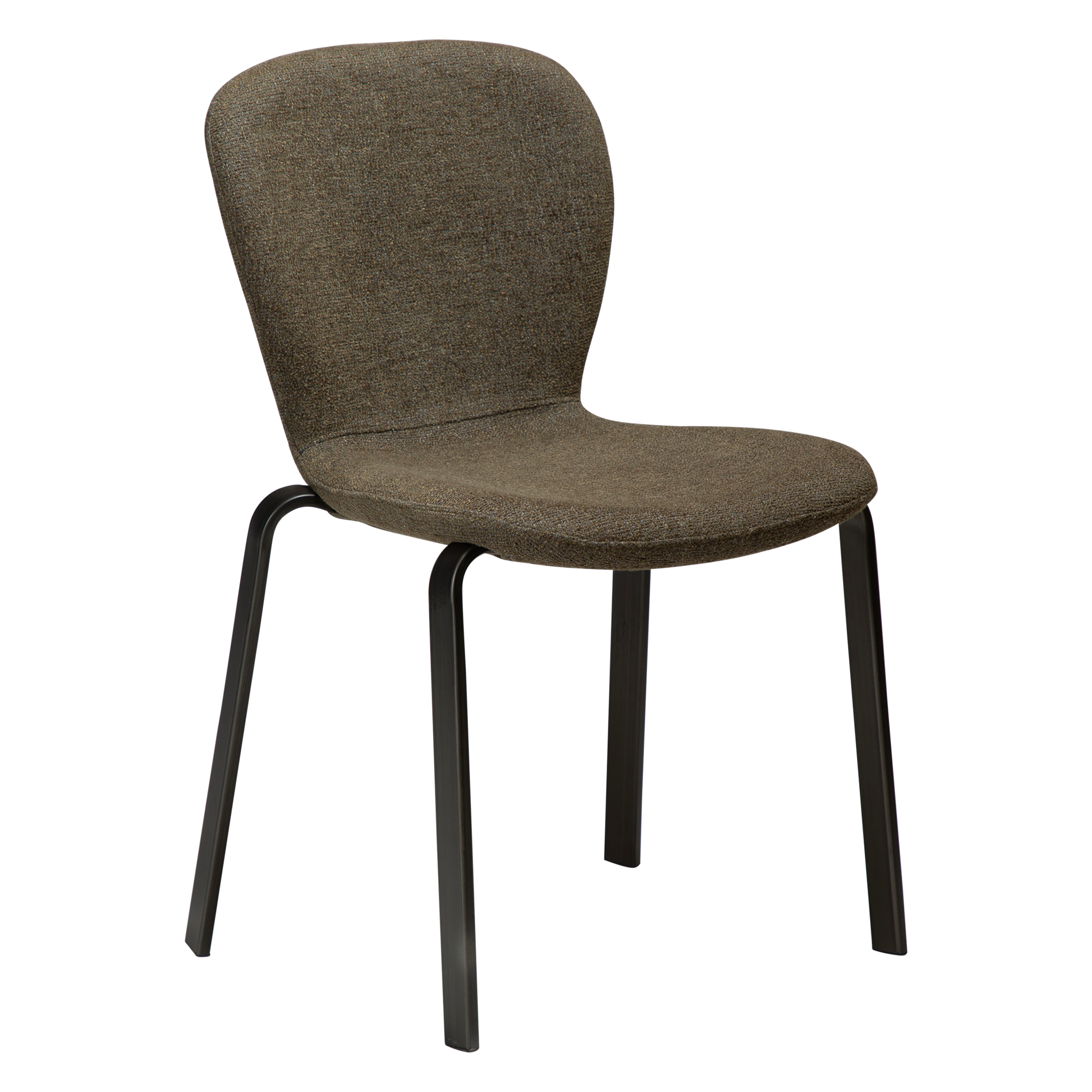 [var:Bezug=HEAP-Stuhl, dunkelolivfarbener Bouclé-Stoff mit antiken Zinn-Beinen] HEAP Stuhl