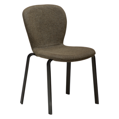 [var:Bezug=HEAP-Stuhl, dunkelolivfarbener Bouclé-Stoff mit antiken Zinn-Beinen] HEAP Stuhl
