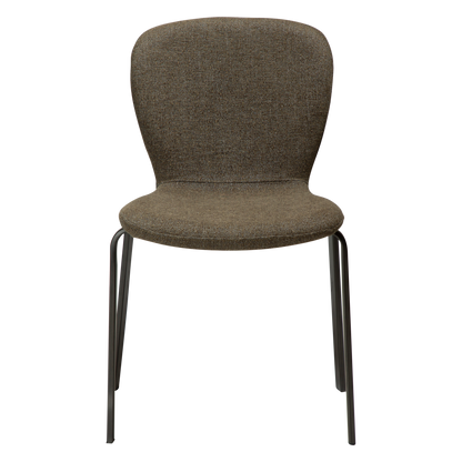 [var:Bezug=HEAP-Stuhl, dunkelolivfarbener Bouclé-Stoff mit antiken Zinn-Beinen] HEAP Stuhl