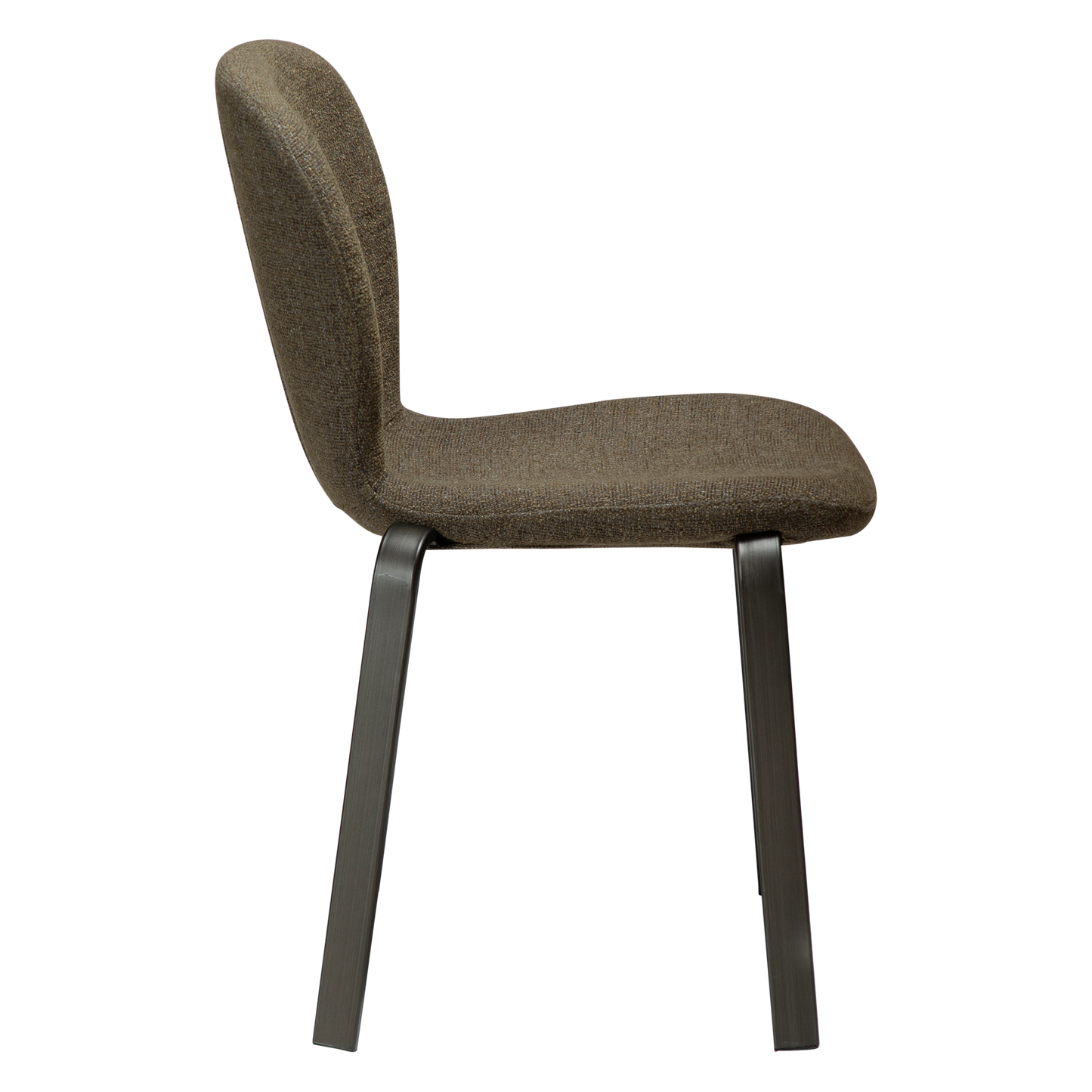 [var:Bezug=HEAP-Stuhl, dunkelolivfarbener Bouclé-Stoff mit antiken Zinn-Beinen] HEAP Stuhl