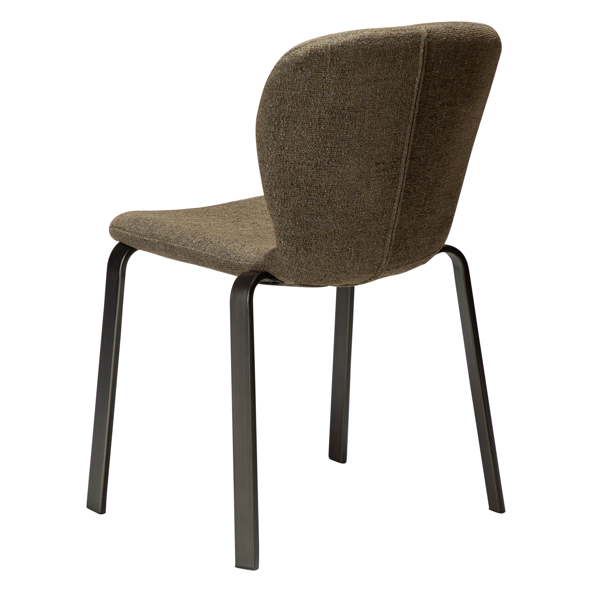 [var:Bezug=HEAP-Stuhl, hauptbrauner Bouclé-Stoff mit schwarzen Beinen] HEAP Stuhl