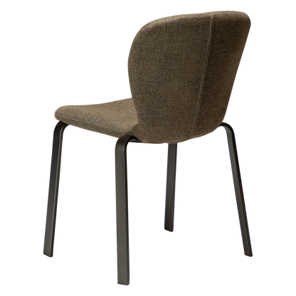 [var:Bezug=HEAP-Stuhl, dunkelolivfarbener Bouclé-Stoff mit antiken Zinn-Beinen] HEAP Stuhl