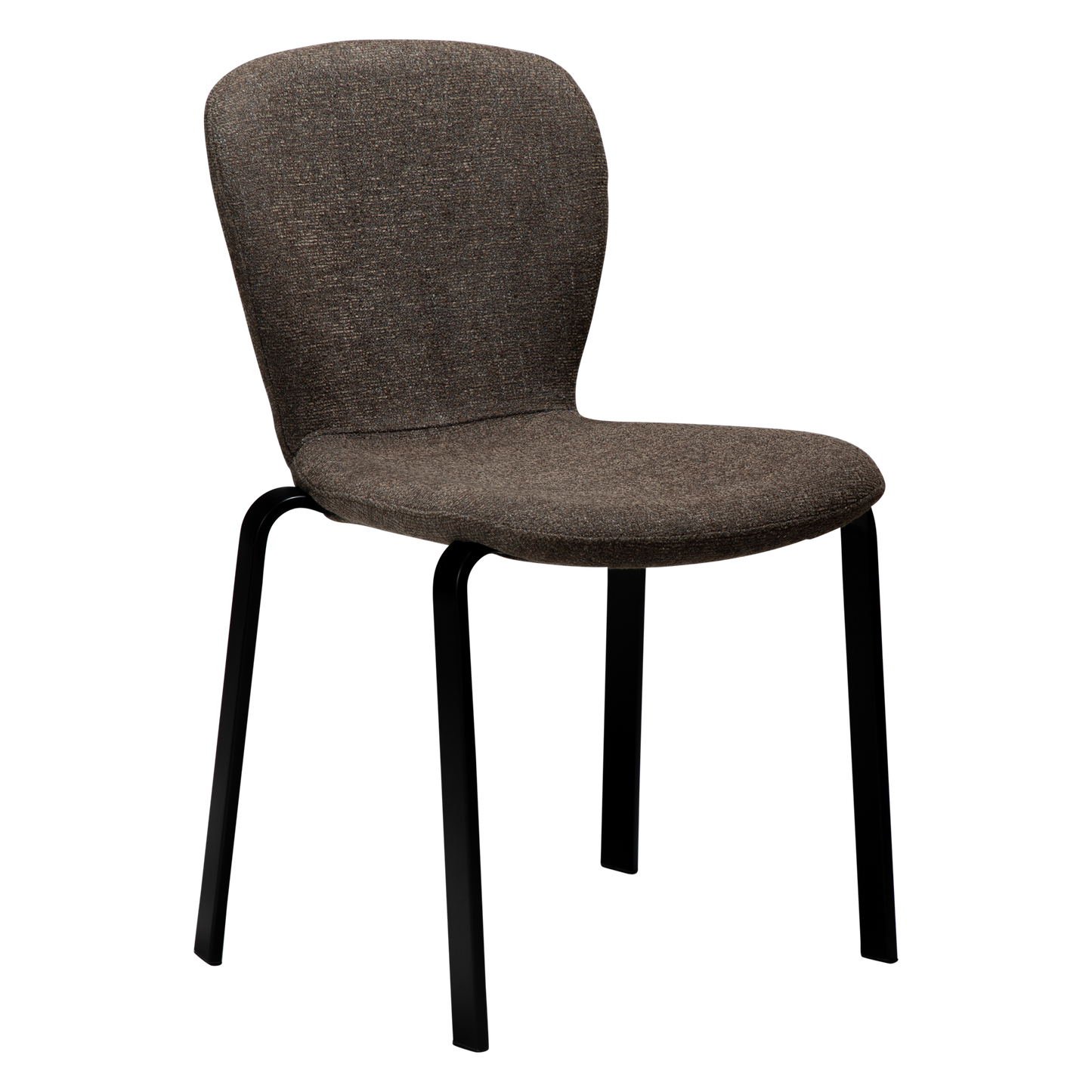 [var:Bezug=HEAP-Stuhl, hauptbrauner Bouclé-Stoff mit schwarzen Beinen] HEAP Stuhl
